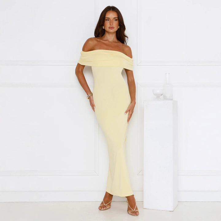 Dame Elegant Maxikjole med Off-Shoulder snit og figursyet pasform Skovae