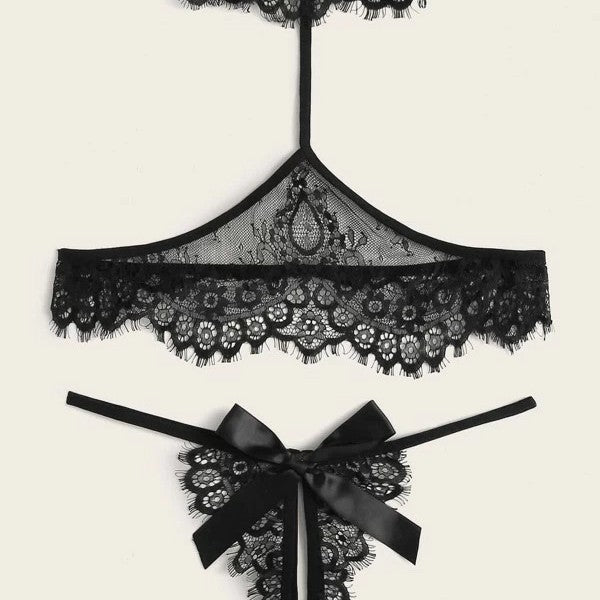 Dame Romantisk Blonde-Bralette og Tanga-Sæt Stilla