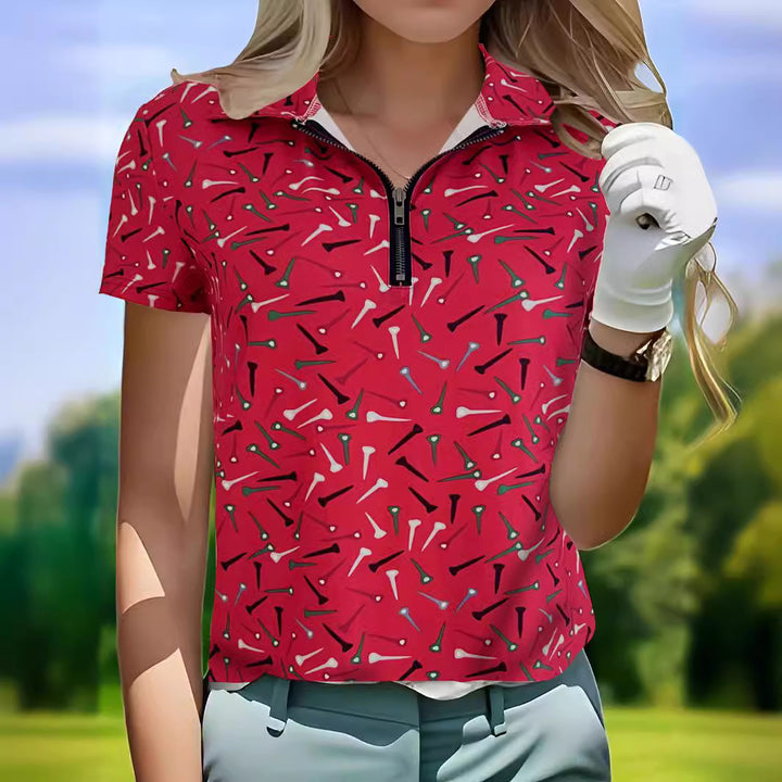 Dame golfpoloshirt med lynlås Stilla