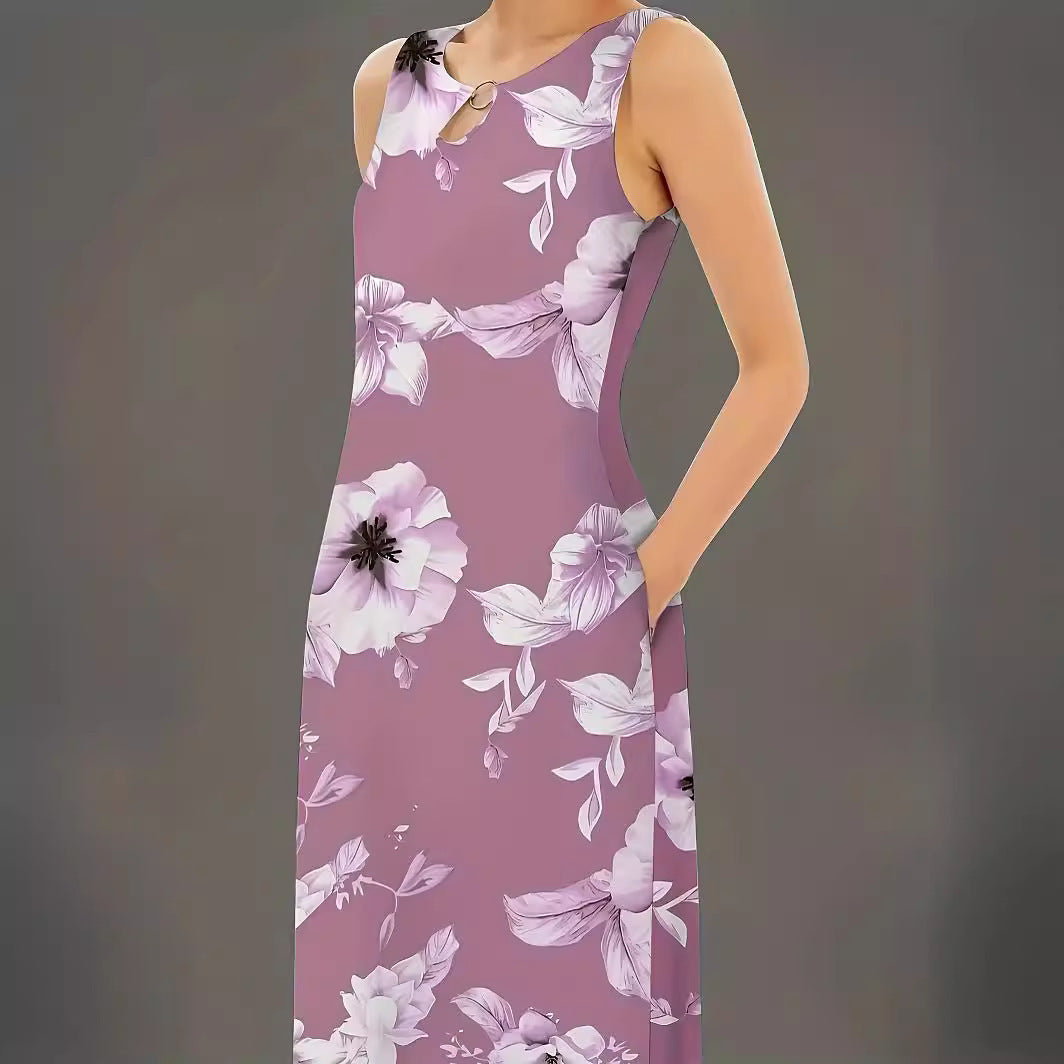 Dame Maxikjole med blomstret tryk og elegant snit Stilla