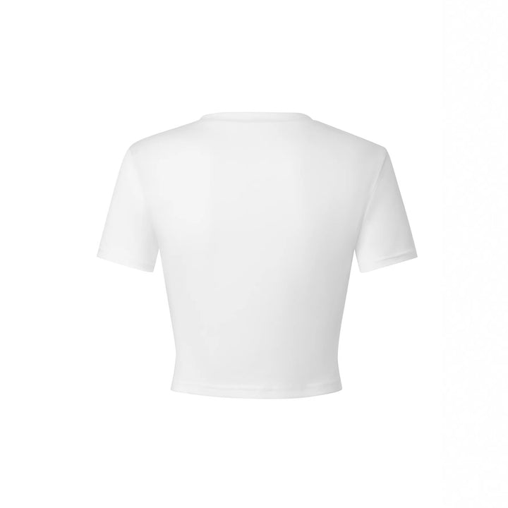 Dame Crop-top med kreativ cocktailmotiv og festligt print Skovae