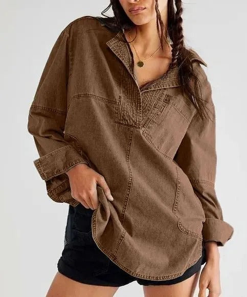 Dame afslappet overshirt lavet af højkvalitets denim med struktureret design Stilla
