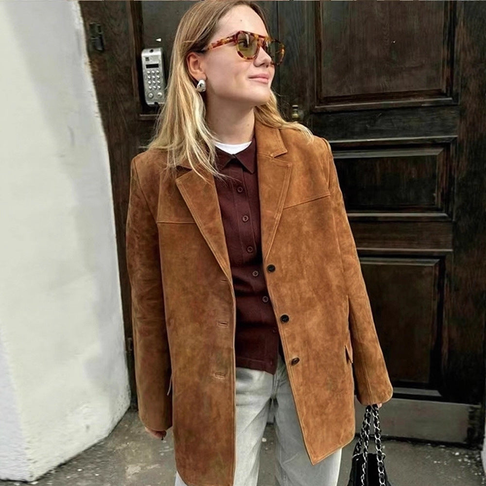 Dame elegant Suede-blazerjakke Stilla