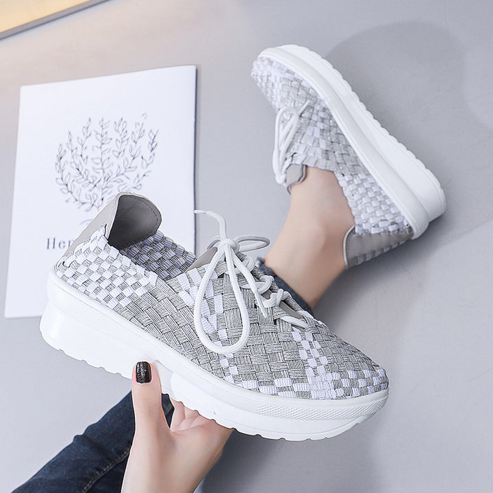 Dame Woven Casual Sneakers med forhøjet sål og åndbart design Stilla
