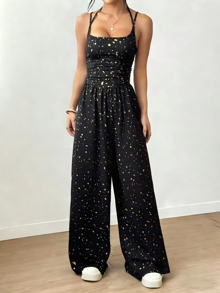Dame Elegant Jumpsuit med brede ben og spaghetti-stropper Skovae