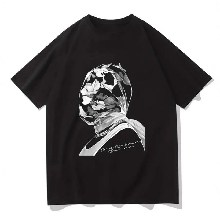 Dame T-shirt med kunstnerisk floral motiv og afslappet snit Skovae