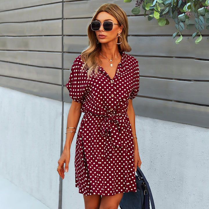 Dame Polka Dots Kjole med Taljebælte Stilla