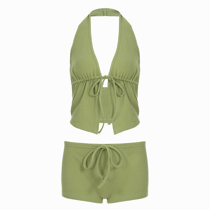 Dame bikini sæt med justerbar top og afslappede shorts Skovae