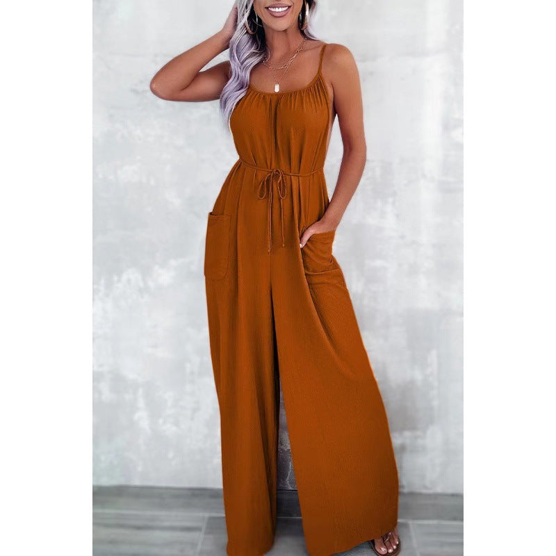 Dame elegant rygfri bredbens jumpsuit Stilla