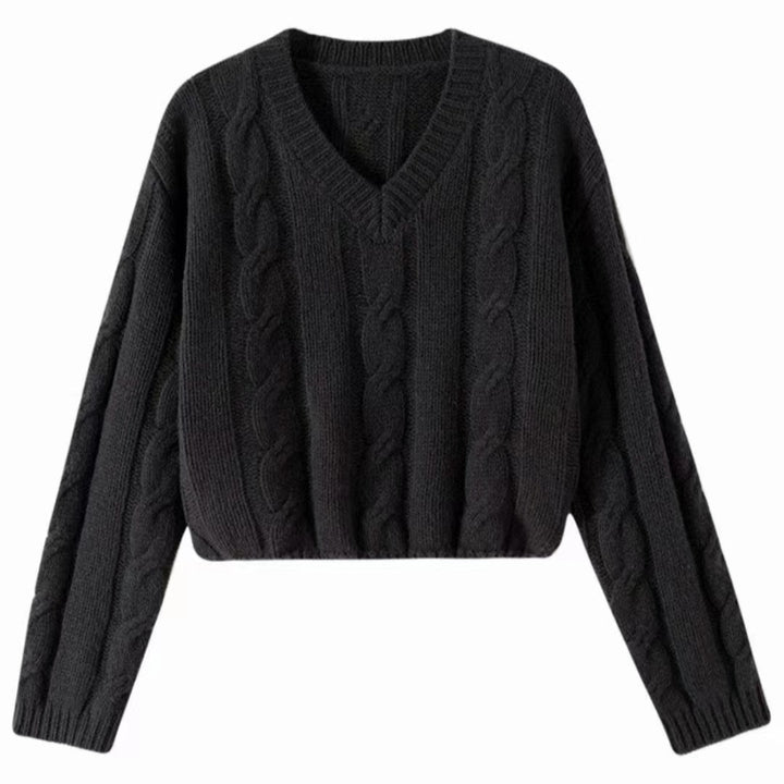 Femme Kabelstrik V-Hals Pullover Stilla