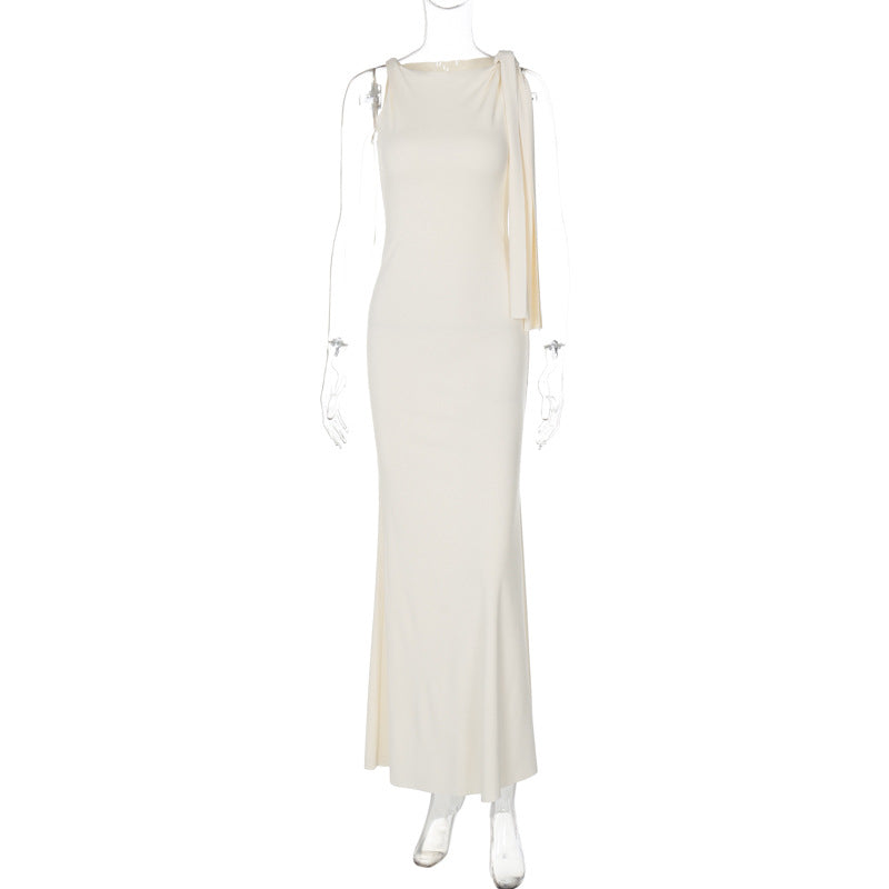 Dame Elegant Maxikjole med asymmetrisk stropdetaljer Skovae