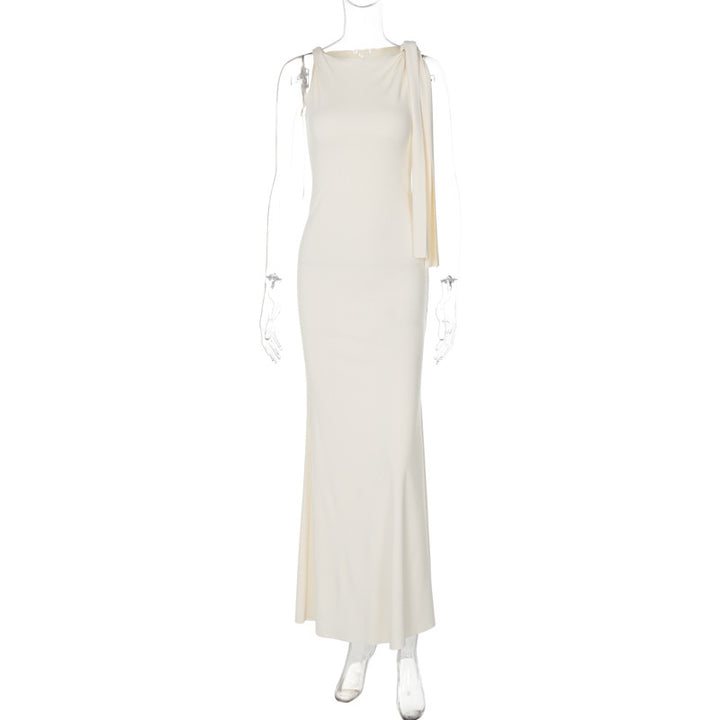 Dame Elegant Maxikjole med asymmetrisk stropdetaljer Skovae