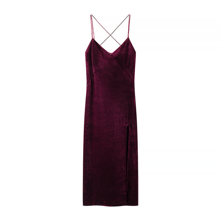 Dame Satin Maxikjole med justerbare stropper og elegant draperingsdesign Stilla