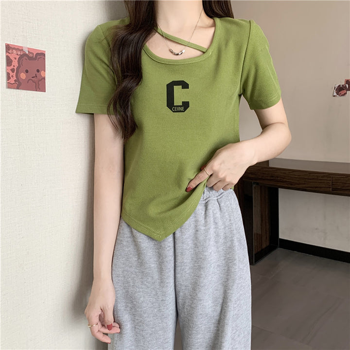 Femme Stilfuld Cutout Grafik T-shirt Stilla