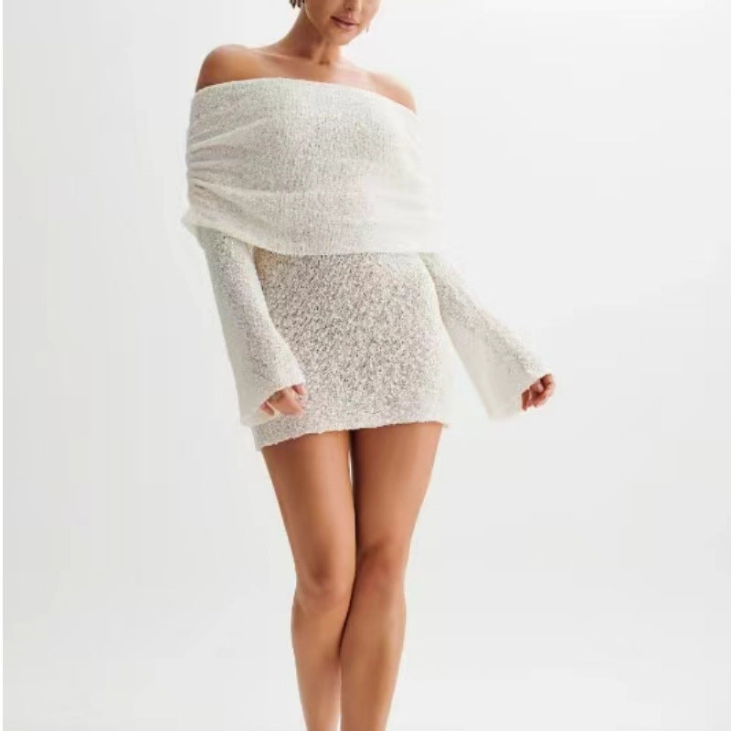 Femme Off-Shoulder Struktureret Mini Kjole Stilla