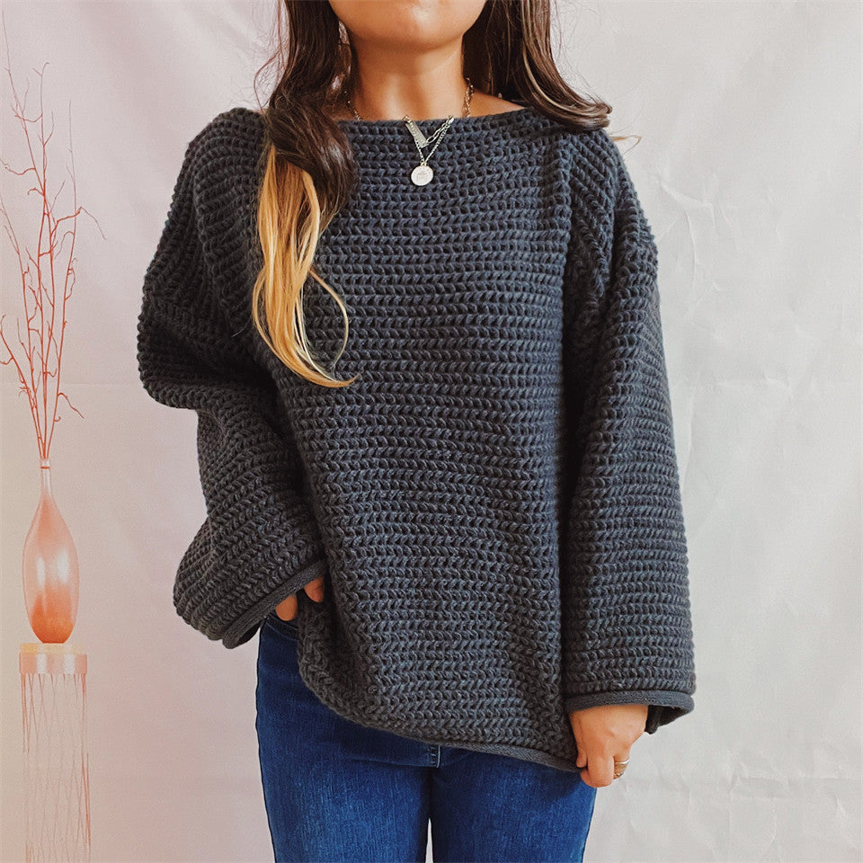 Damernes løse strikkede sweater med en bred skæring og moderne stækmønster Stilla