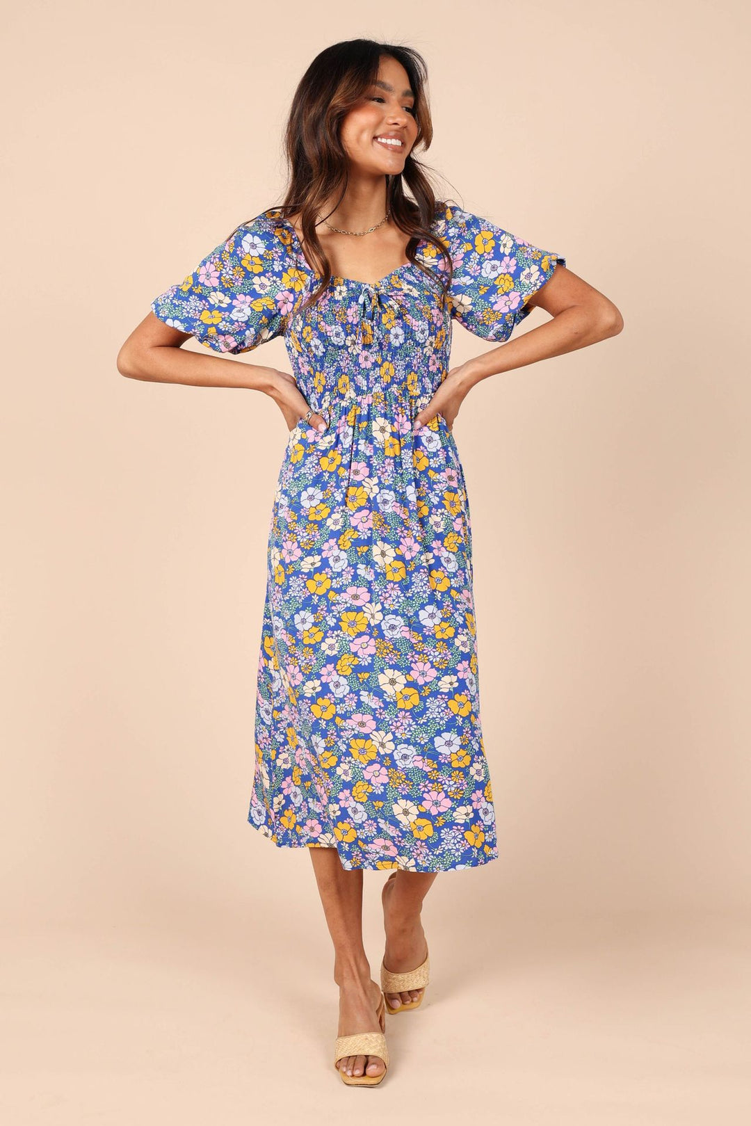 Dame Floral Print Ruffle Maxi Kjole Stilla