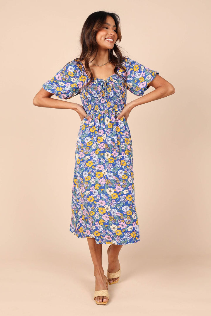 Dame Floral Print Ruffle Maxi Kjole Stilla