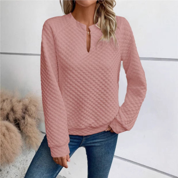 Kvinders sweatshirt med struktureret quiltet design og fashionskåret halsudskæring Stilla