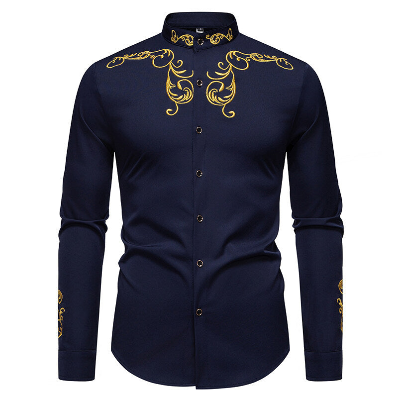 Herre Elegant Broderet Skjorte Stilla