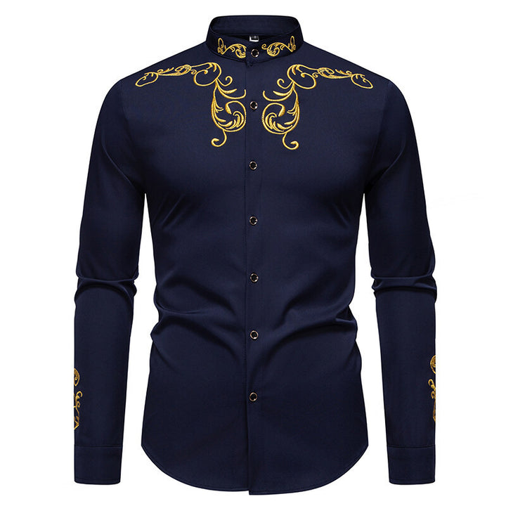 Herre Elegant Broderet Skjorte Stilla