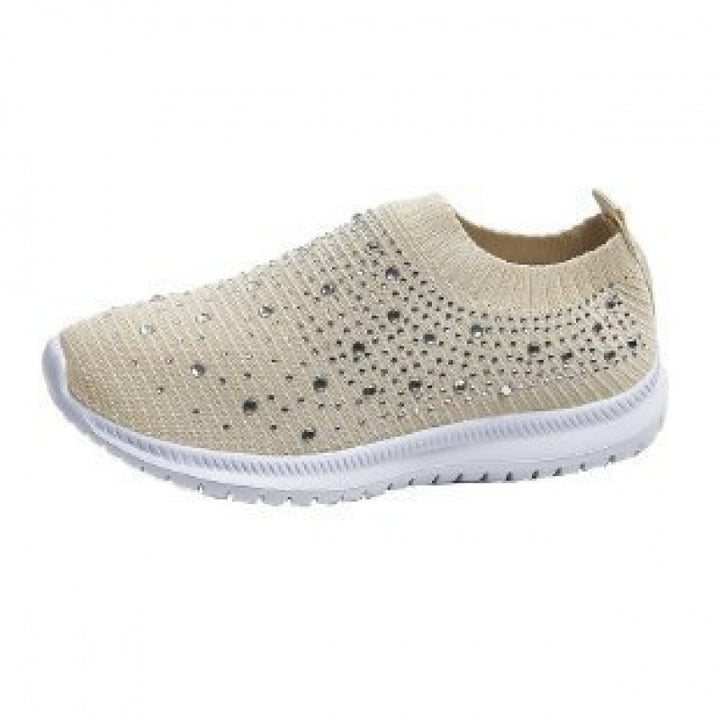 Dame Sneakers med glitrende accenter og elastisk strikket overmateriale Stilla