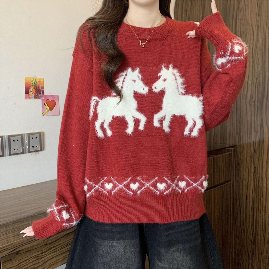 Kvindernes hyggelige sweater med enhjørningemønster Stilla