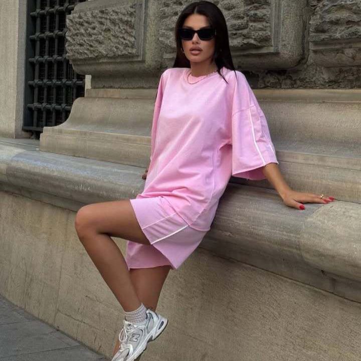 Kvinder casual sæt med kortærmede bluser og shorts med moderne accenter Skovae