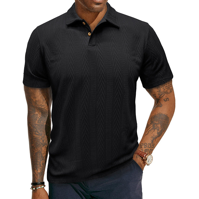 Herrer polo shirt med struktureret jacquard mønster og fashionable krave Stilla