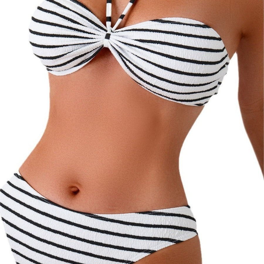 Damer stribet bandeau-bikini-sæt Stilla