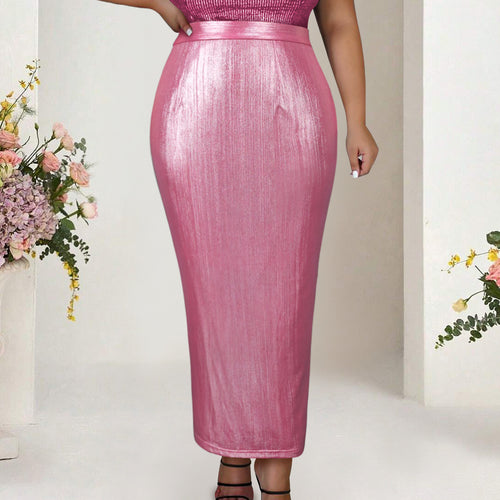 Dame Elegant Paillet Midi Skørt Skovae