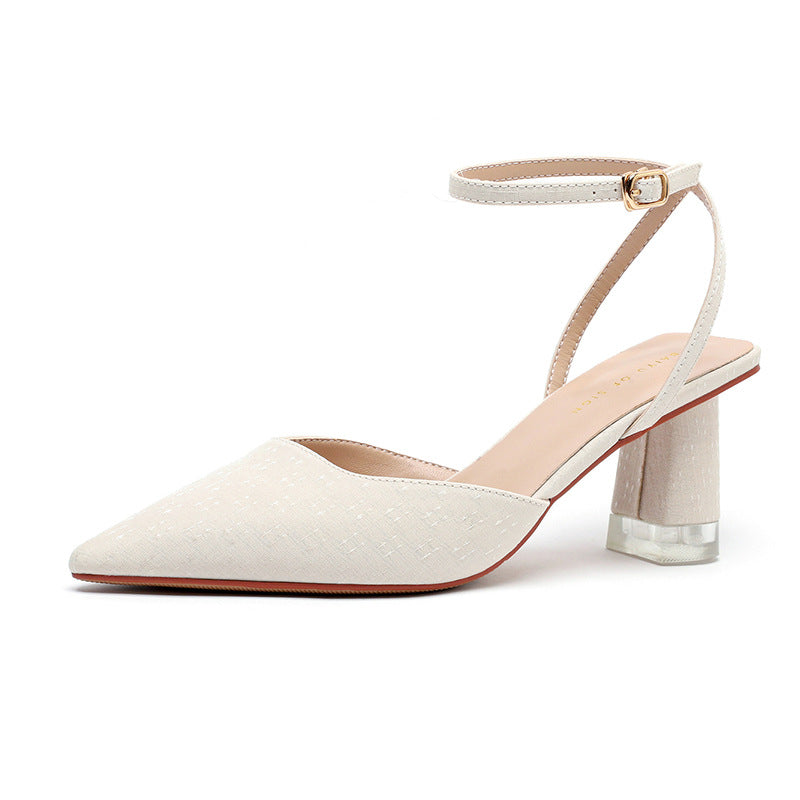 Femme Spidse Slingback Hæle med klodset gennemsigtig hæl Stilla