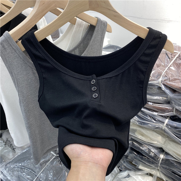 Femme Soft Ribbet Knap-Ned Tanktop Stilla