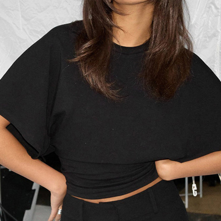 Damer Stilfuldt Crop-Top med løs pasform og rund halsudskæring Skovae