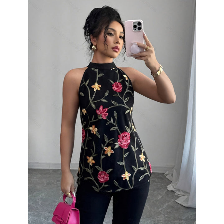 Dame elegant broderet bluse Skovae