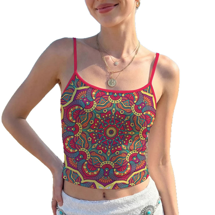 Dame Crop-Top med livligt grafisk mønster Skovae
