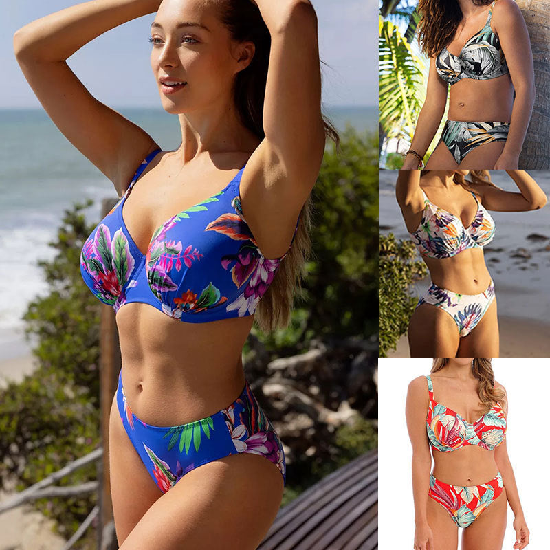 Dame bikini-sæt med blomsterdesign og ekstra støtte Stilla