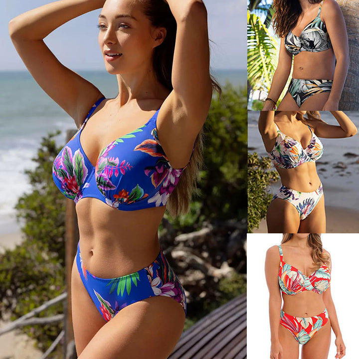 Dame bikini-sæt med blomsterdesign og ekstra støtte Stilla