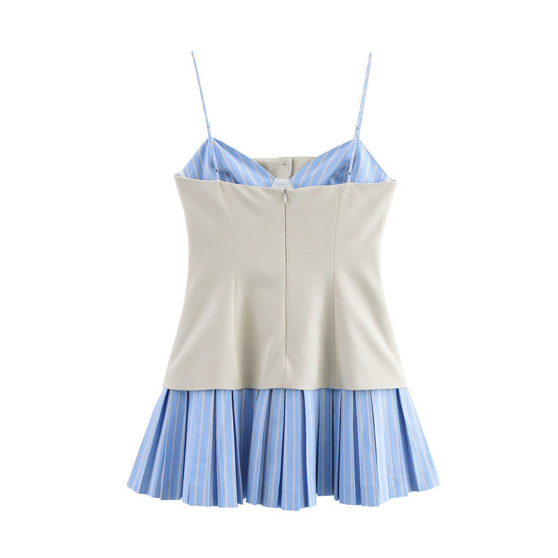 Stilla | Stilfuld Satin Patchwork Spaghetti Stropkjole