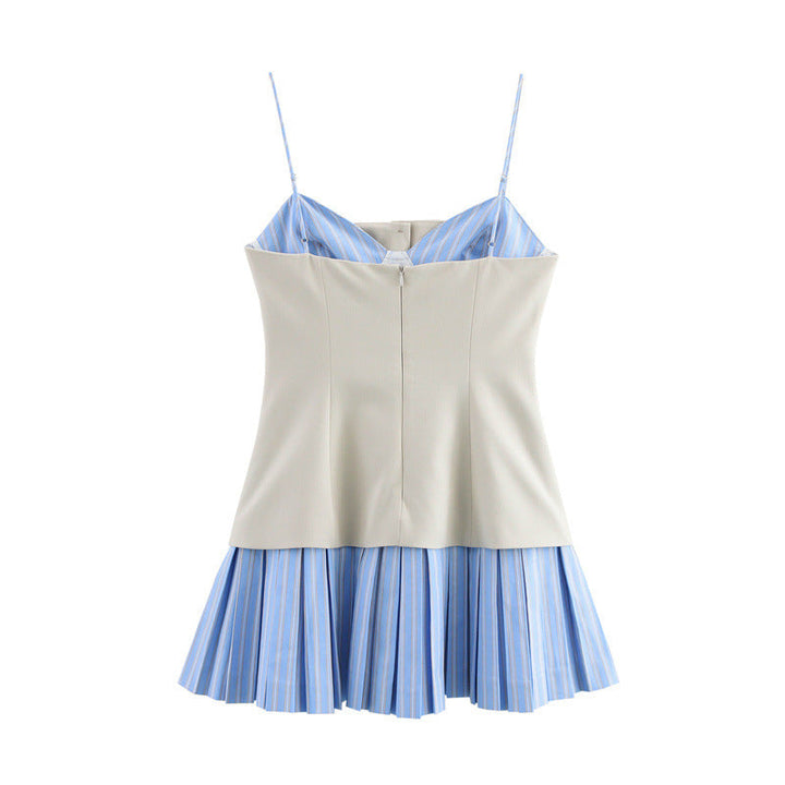 Stilla | Stilfuld Satin Patchwork Spaghetti Stropkjole