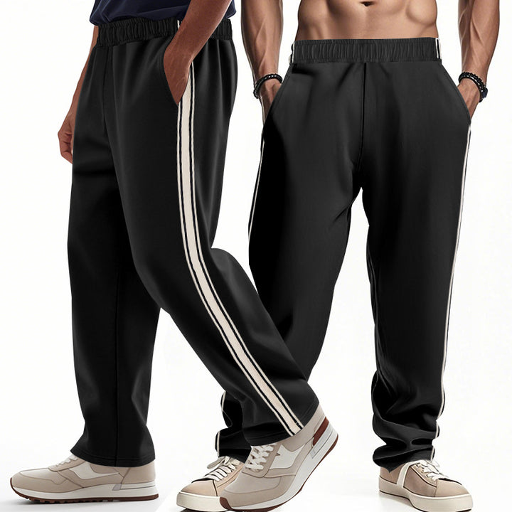 Herren nan bredde Relax-Trackbukser i retro-stil med dobbelt sidepaspel og elastisk komfortlinning Skovae