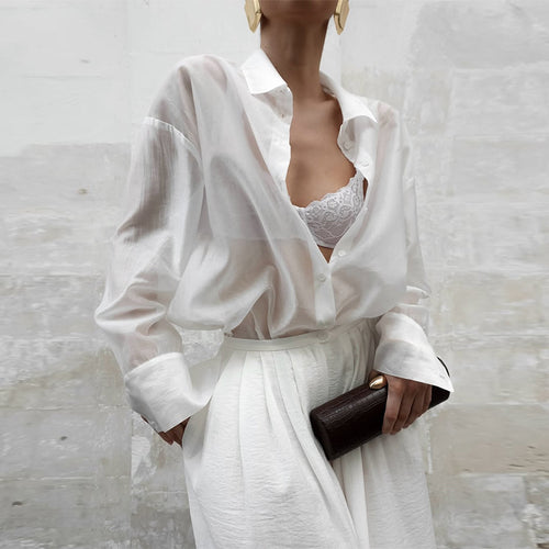 Damernes Gennemsigtig Bluse med elegant snit og moderne akcenter Stilla