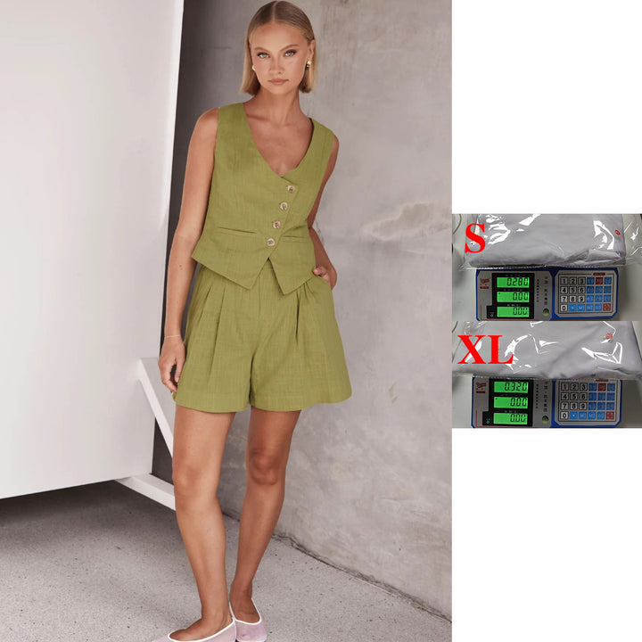 Kvinder Casual To-Delt med Kort Ærmet Bluse og Shorts Skovae