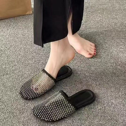 Dame Riemchen-Mules med Strass-dekoration Stilla