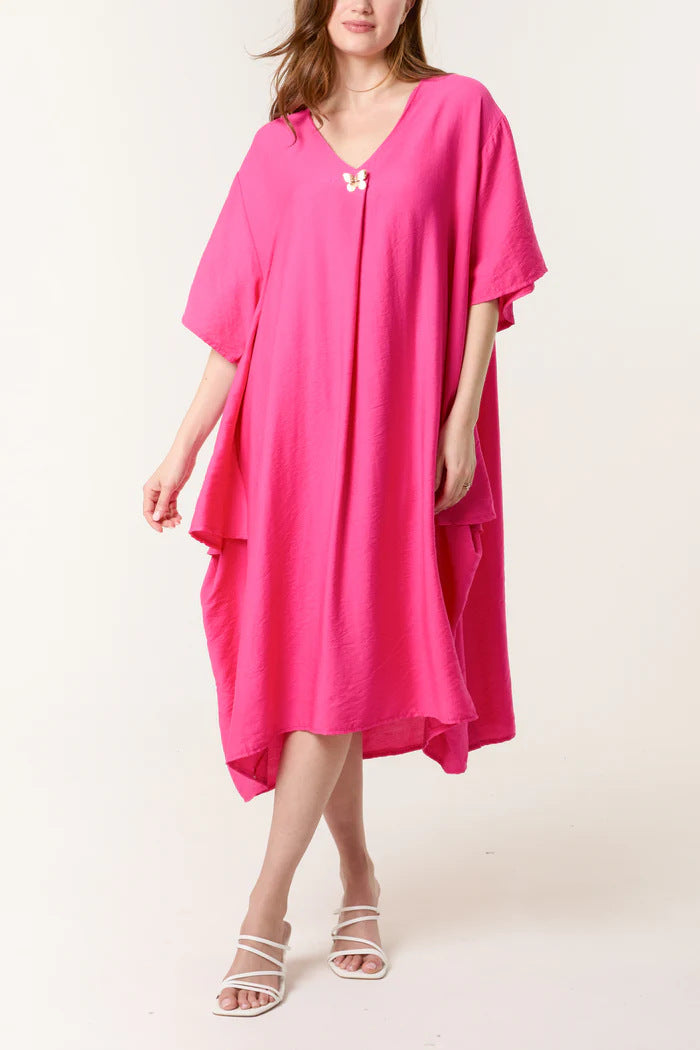 Dame Casual V-Hals Maxi Tunika Kjole Stilla