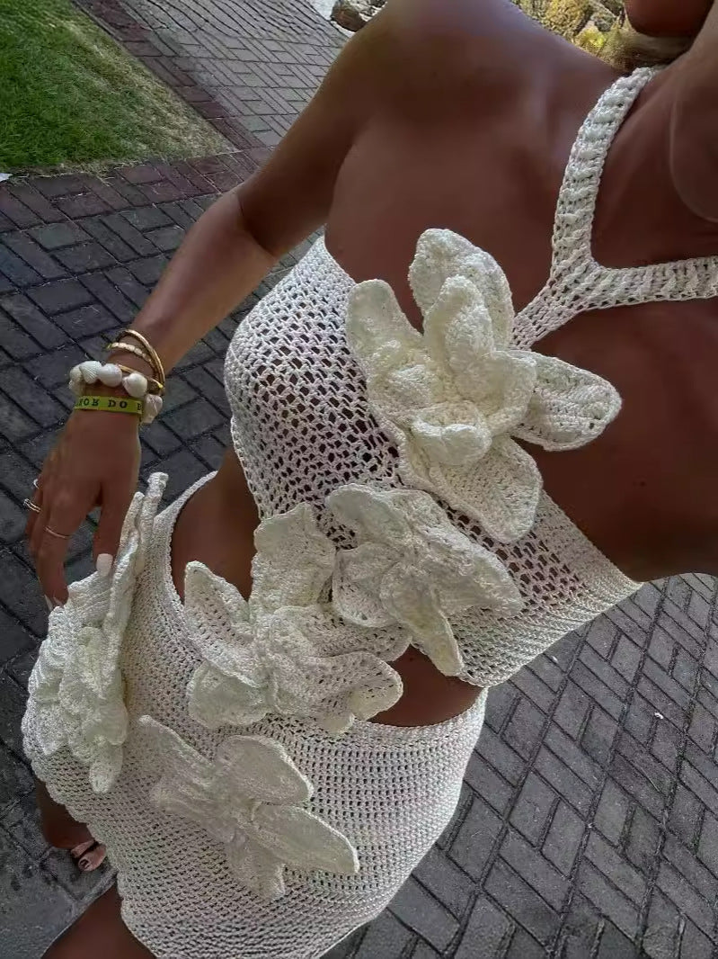Dame Strassenschicke, luftig hæklekjole med florale applikationer Stilla