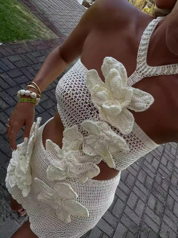 Dame Strassenschicke, luftig hæklekjole med florale applikationer Stilla