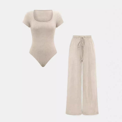 Dame to-parts sæt med figursyet bodystocking og vidde bukser Stilla