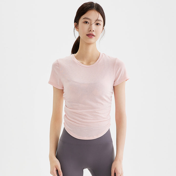 Dame sporty kortærmet top lavet af åndbart materiale med struktureret design Stilla