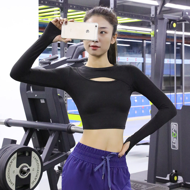 Damer Ydeevne Langærmet Crop-Top med modigt Cut-Out-design og åndbare egenskaber Stilla